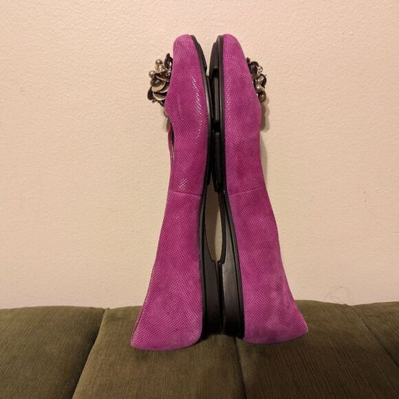 Calvin Klein Magenta Fuchsia Purple Maxee Genuine Suede Beaded Ballets Flats - Picture 9 of 12